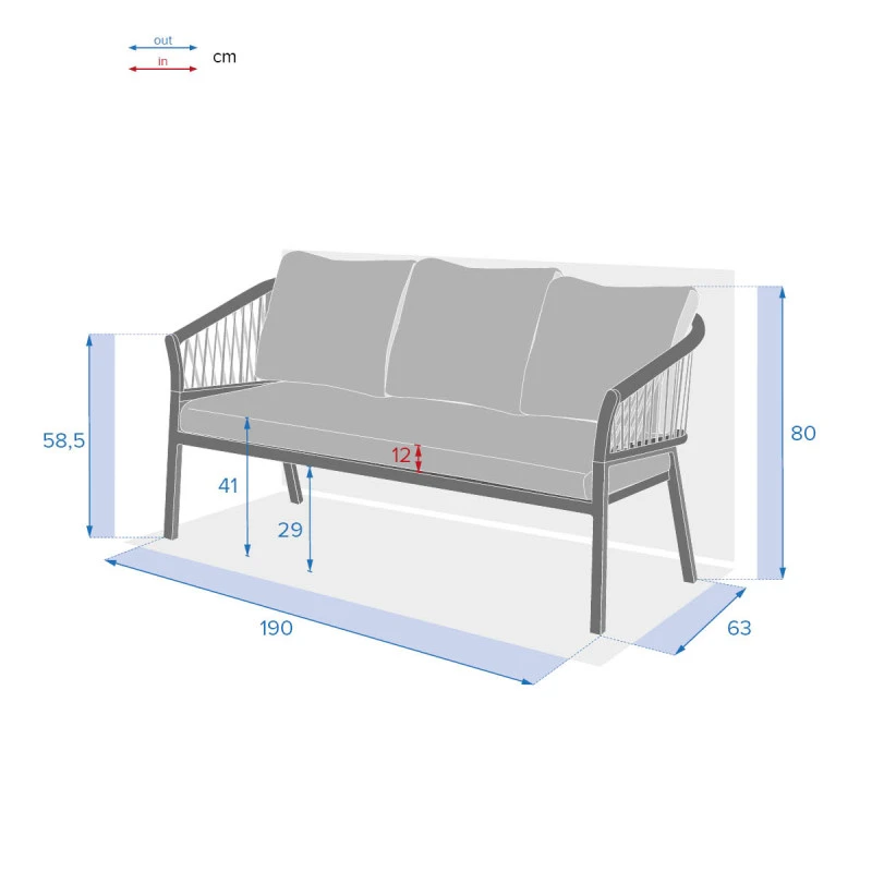 Canapé Extérieur 3 Places Oriengo Taupe Hespéride 4 Canapé Extérieur 3 Places Oriengo Taupe Hespéride – Image 4