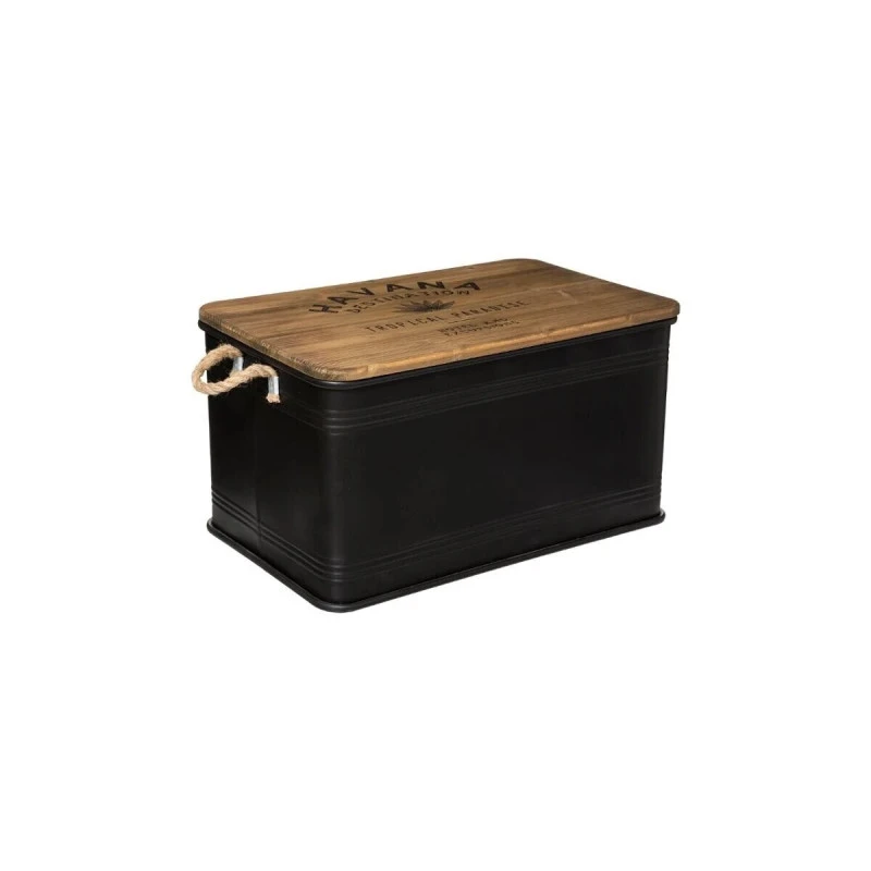 Lot De 3 Malles Métal Noir Plateau Bois Atmosphera 2 Lot De 3 Malles Métal Noir Plateau Bois Atmosphera – Image 2