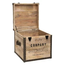 Malle Pouf Vintage En Bois Atmosphera -Le Monde du Mobilier Boutique malle pouf vintage en bois atmosphera 2