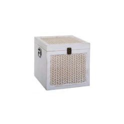 Malles Carrée Cannage Blanchi - Lot De 3 - Atmosphera -Le Monde du Mobilier Boutique malles carree cannage blanchi lot de 3 atmosphera 2