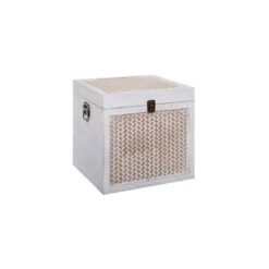 Malles Carrée Cannage Blanchi - Lot De 3 - Atmosphera -Le Monde du Mobilier Boutique malles carree cannage blanchi lot de 3 atmosphera 3