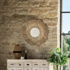 Miroir Rond 80 Cm En Roseau Ael Atmosphera -Le Monde du Mobilier Boutique miroir rond 80 cm en roseau ael atmosphera 3