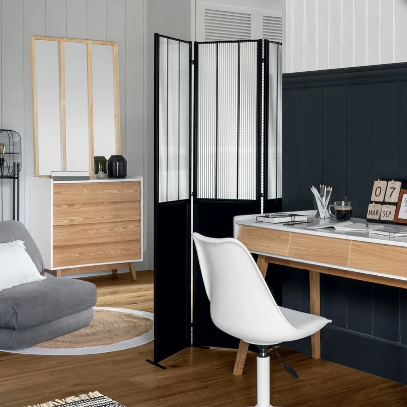 Paravent Atelier Métal Et Verre Trempé Atmosphera 2 Paravent Atelier Métal Et Verre Trempé Atmosphera – Image 2