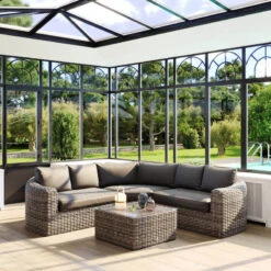 Salon Angle Moorea 5 Places Terre D'ombre Hespéride 12 Salon Angle Moorea 5 Places Terre D'ombre Hespéride -Le Monde du Mobilier Boutique salon angle moorea 5 places terre d ombre hesperide 1 2