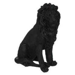 Statue De Lion Résine Noire H52 Atmosphera