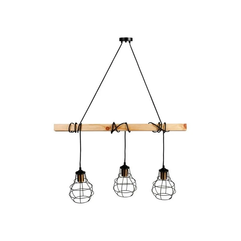 Suspension Indus Barre En Bois 3 Cordons Ostaria 3 Suspension Indus Barre En Bois 3 Cordons Ostaria – Image 3