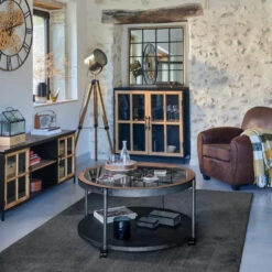 Table Basse Chrono Ronde Noire Atmosphera -Le Monde du Mobilier Boutique table basse chrono ronde noire atmosphera 4