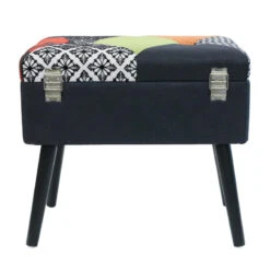 Tabouret Coffre Valise Patchwork Sur Pieds -Le Monde du Mobilier Boutique tabouret coffre valise patchwork sur pieds 4
