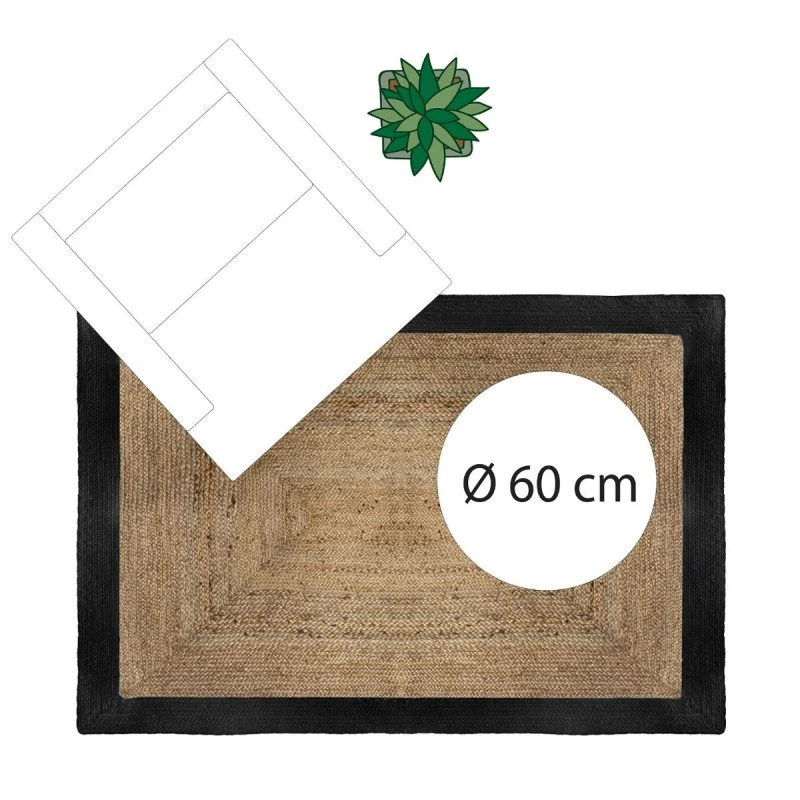 Tapis Jute Naturel Bord Noir 120x170 Atmosphera 3 Tapis Jute Naturel Bord Noir 120x170 Atmosphera – Image 3