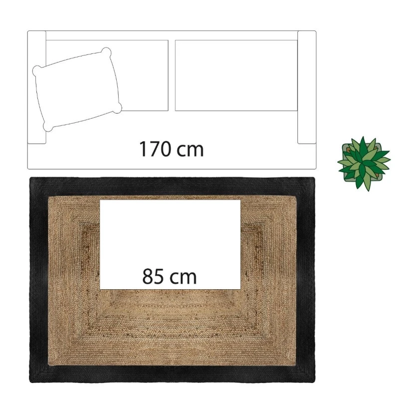 Tapis Jute Naturel Bord Noir 120x170 Atmosphera 5 Tapis Jute Naturel Bord Noir 120x170 Atmosphera – Image 5